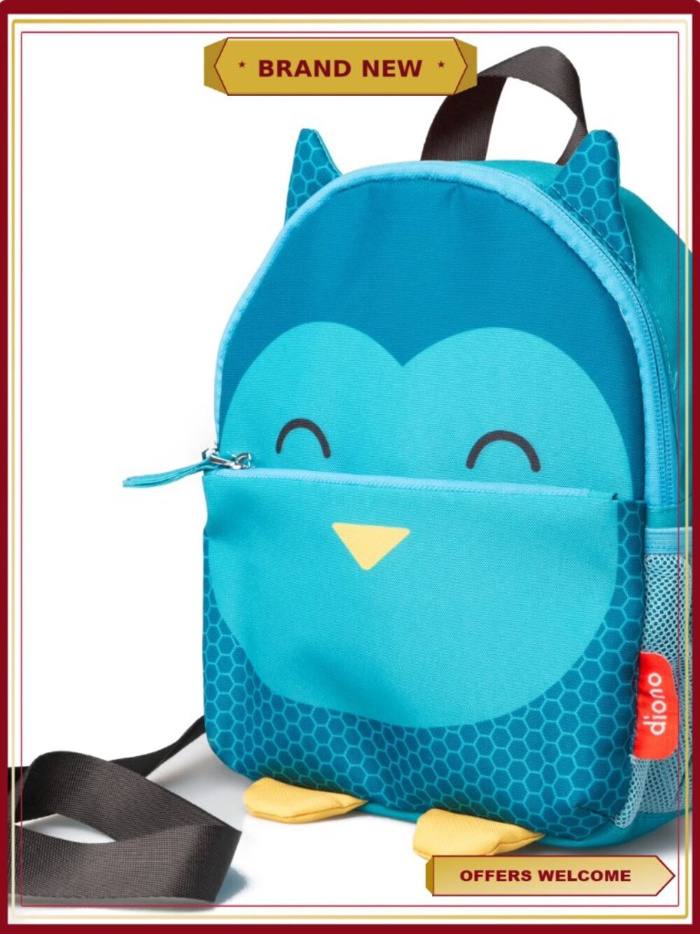 Kids Mini Backpack with Safety Leash Harness, Owl Design, Adjustable Straps,